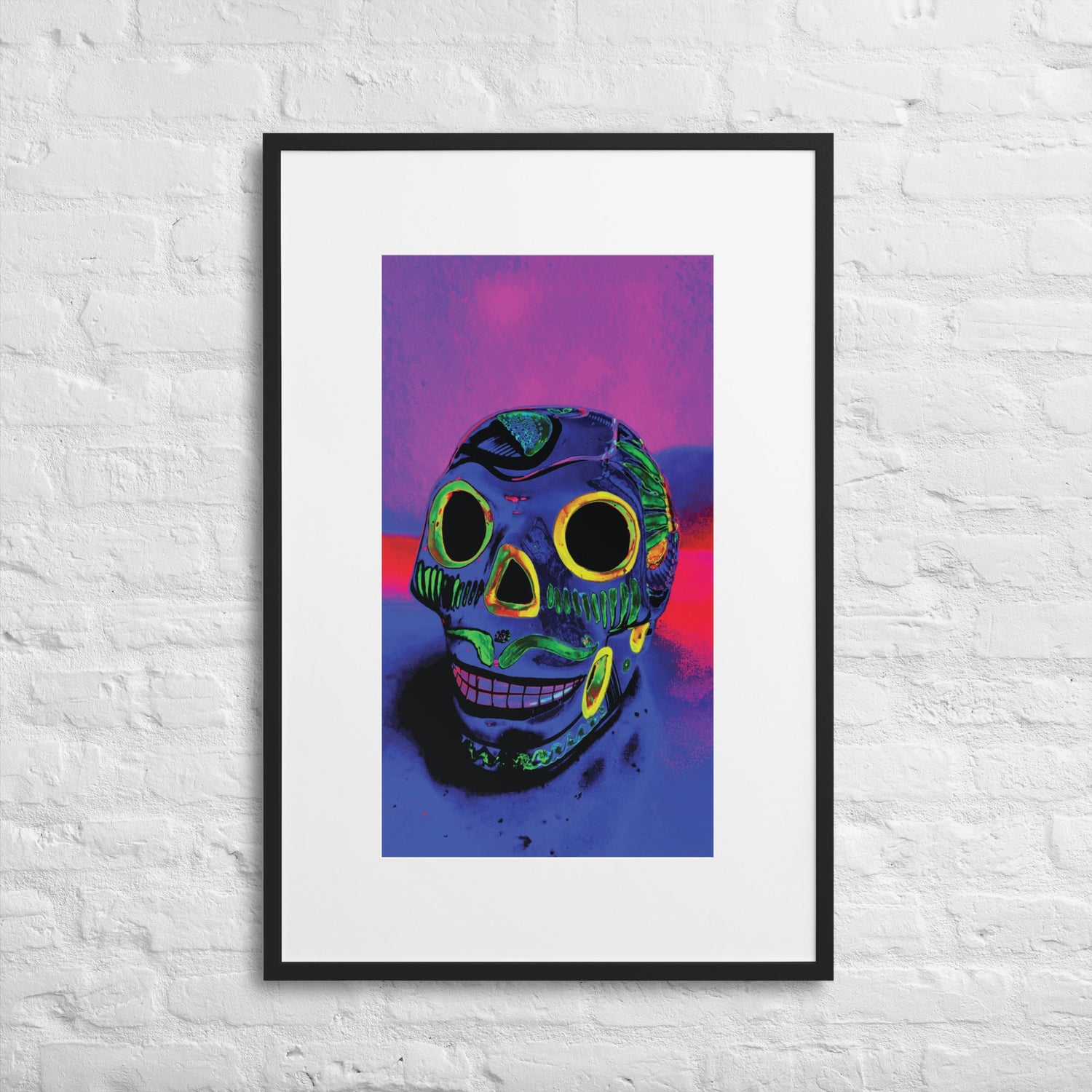 Matte Paper Framed Poster With Mat - Calavera 0.01 - Fliukka street wear.