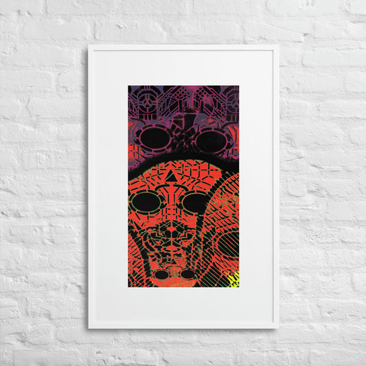 Matte Paper Framed Poster With Mat - Psychedelic skull 0.2 - Fliukka street wear.