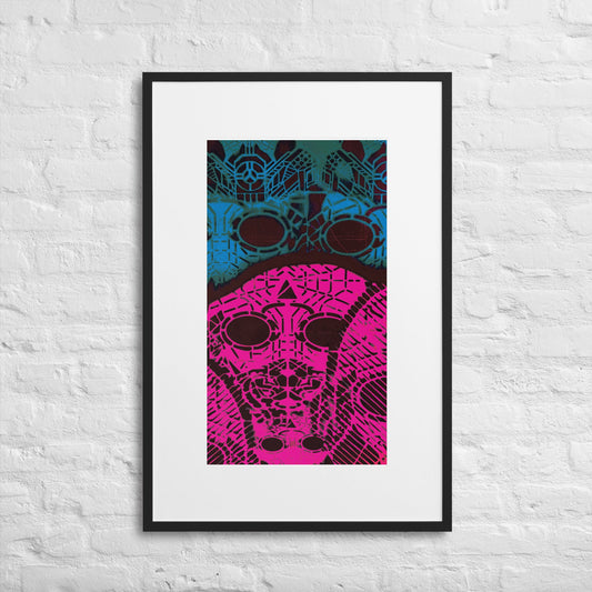 Matte Paper Framed Poster With Mat - Psychedelic skull 0.3 - Fliukka street wear.