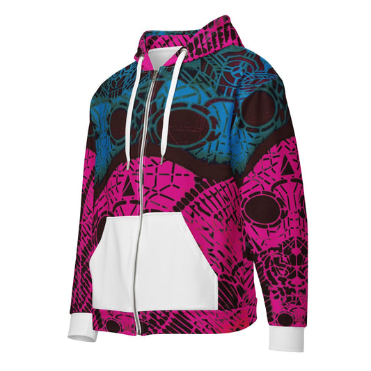 Unisex all over zip hoodie - Tech skull0.1 - Fliukka street wear company.